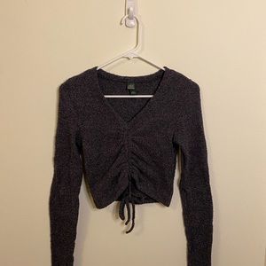 Crop fleece sweater
